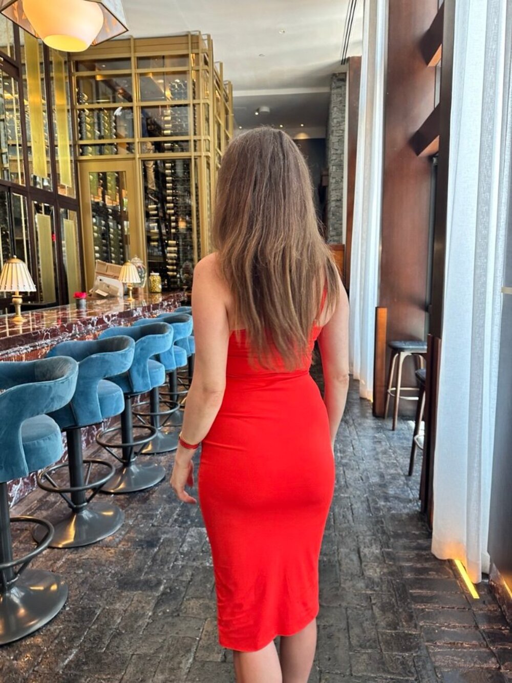 Open Edit Red Midi S Slip Dress Adjustable Spaghetti Straps Bodycone